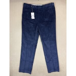 Peter Christian Pants Mens 42x33 Blue Corduroy Flat Front Straight Stretch Waist